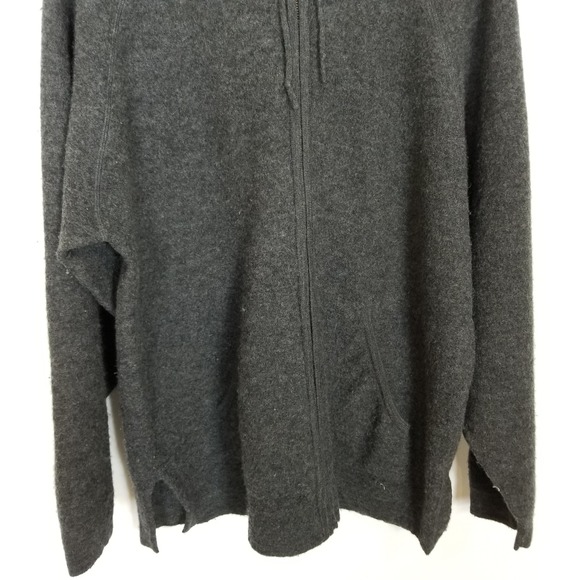 Bachrach Women 100% Wool Zip Up Hooded Cardigan Sweater Sz L Gray Pockets - Picture 3 of 7